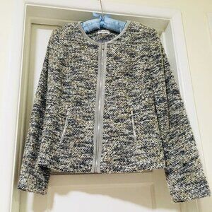 Calvin Klein Sz 10 Lined 'Chanel Style' Dress Jacket With Zipper Front Pockets